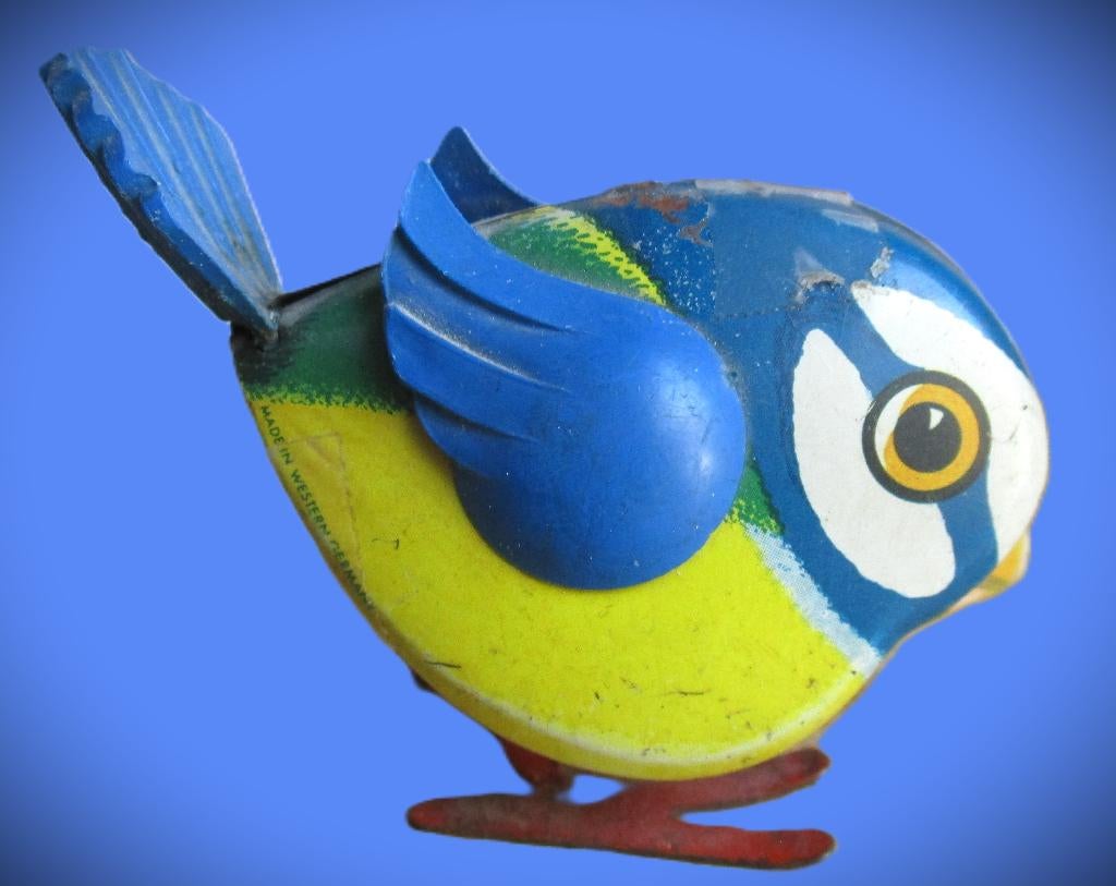 Blikken Vogel~Opwindvogeltje~Antiek Speelgoed~Vogeltje, Antiek en Kunst, Antiek | Speelgoed, Ophalen of Verzenden