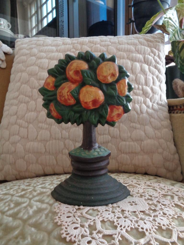 Brocante Gietijzeren Deurstopper Bloemenmand ** Mimosa **, Antiek en Kunst, Curiosa en Brocante, Ophalen of Verzenden