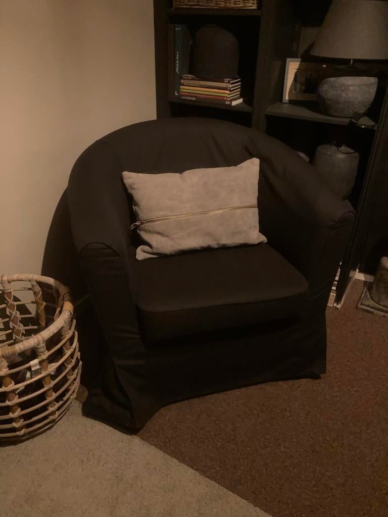 2 zwarte IKEA fauteuils, Ophalen, Gebruikt, Stof, 75 tot 100 cm