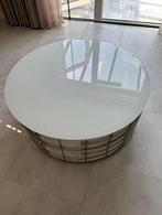 Salontafel glasplaat zilver, Huis en Inrichting, Tafels | Salontafels, Ophalen, 100 tot 150 cm, Rond, 50 tot 100 cm
