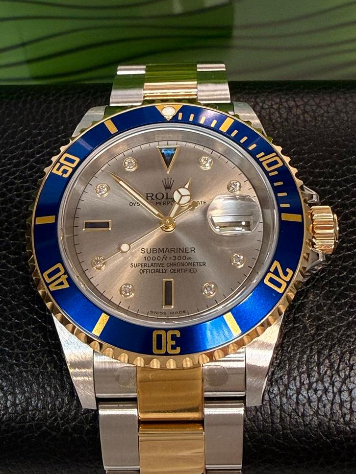 Rolex Submariner Date 16613 – Serti-wijzerplaat –NOS –, Sieraden, Tassen en Uiterlijk, Horloges | Heren, Gebruikt, Polshorloge