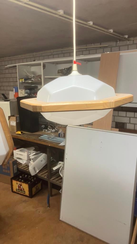 Antroposofische hanglamp van Rudolf Dorffler, Ophalen, Gebruikt, Hout, Minder dan 50 cm