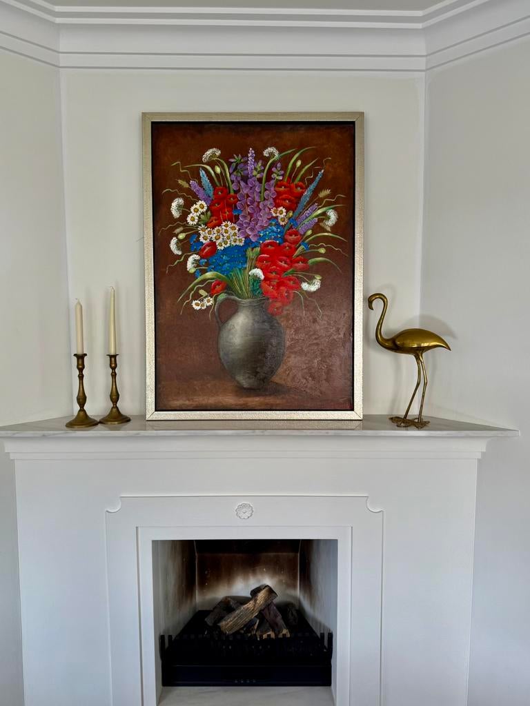 Groot uniek schilderij, veldbloemen, Ophalen