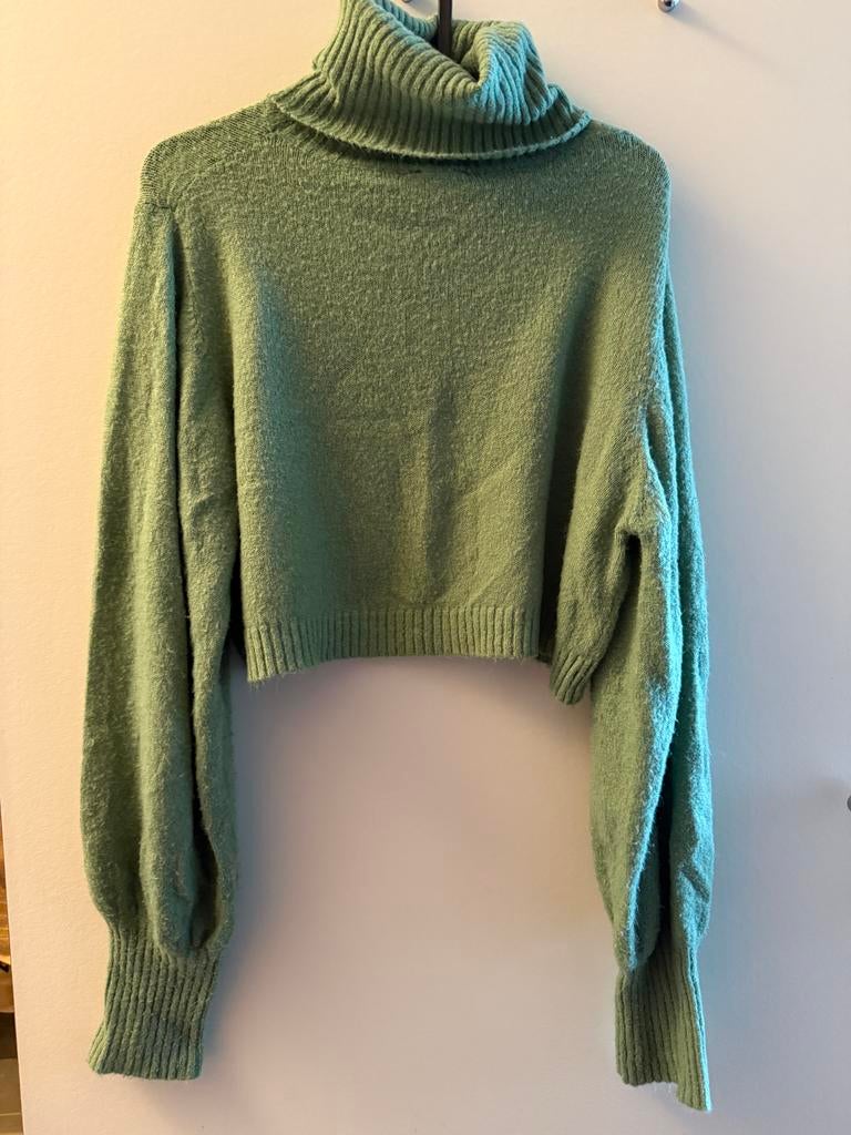 Sweater / Princess Polly Groene Cropped Coltrui Maat 36 (S), Kleding | Dames, Ophalen of Verzenden, Zo goed als nieuw, Maat 36 (S)