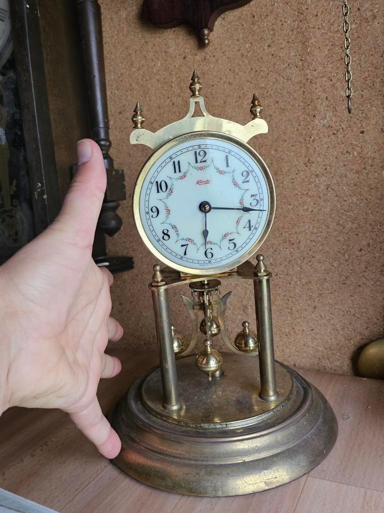 Messing oude mechanische messing klok tafelklokje, Antiek en Kunst, Antiek | Klokken, Ophalen of Verzenden