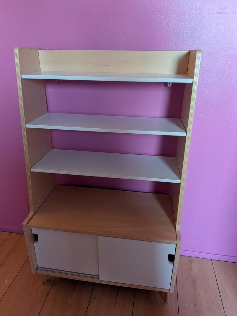 Kinder boeken kast, Huis en Inrichting, Met deur(en), Eikenhout, Minder dan 100 cm, 25 tot 50 cm