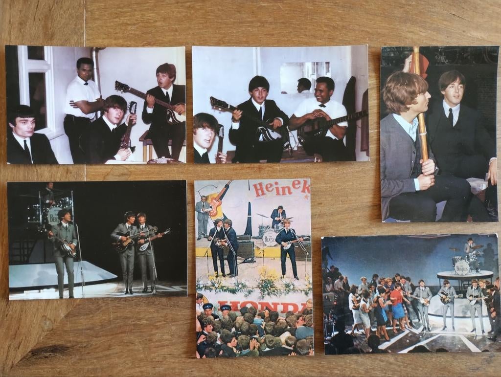 The Beatles in Nederland ansichtkaarten - Set van 6, Ophalen of Verzenden, Gebruikt, Foto of Kaart