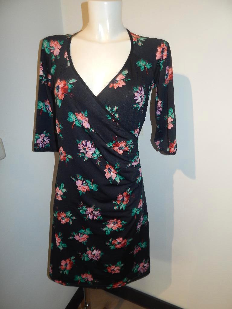 King Louie stretch jurk zwart kleurrijke bloemen print M