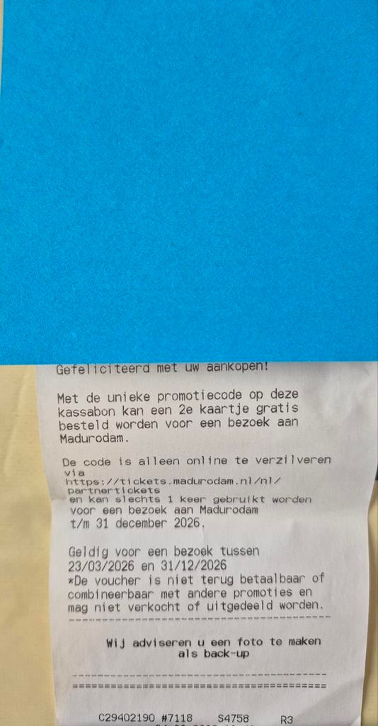 2e kaartje gratis voor Madurodam, Twee personen, Kortingsbon