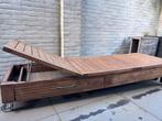 Luxe Teakhouten Zonnebed Buiten - Verstelbaar & Verrijdbaar, Ophalen, Gebruikt, Teakhout, Verstelbaar