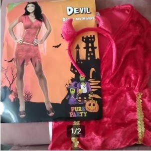 Nieuw Duivel outfit mt L, Carnaval, Maat 42/44 (L), Nieuw, Ophalen of Verzenden