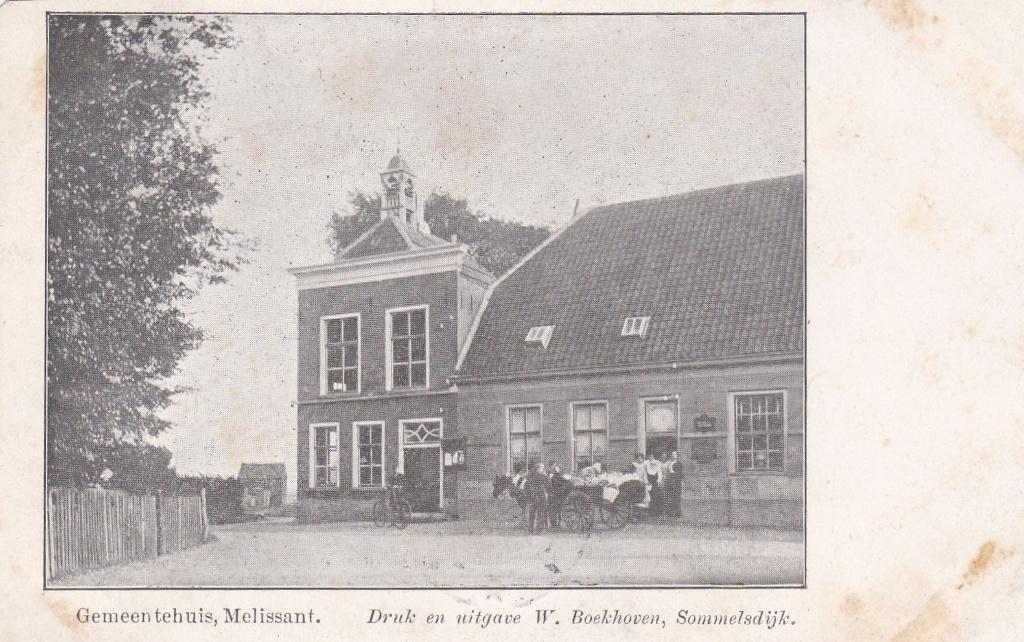 GA1385 Gemeentehuis Melissant Goeree-Overflakkee 1908, Verzenden, Voor 1920, Gelopen, Zuid-Holland