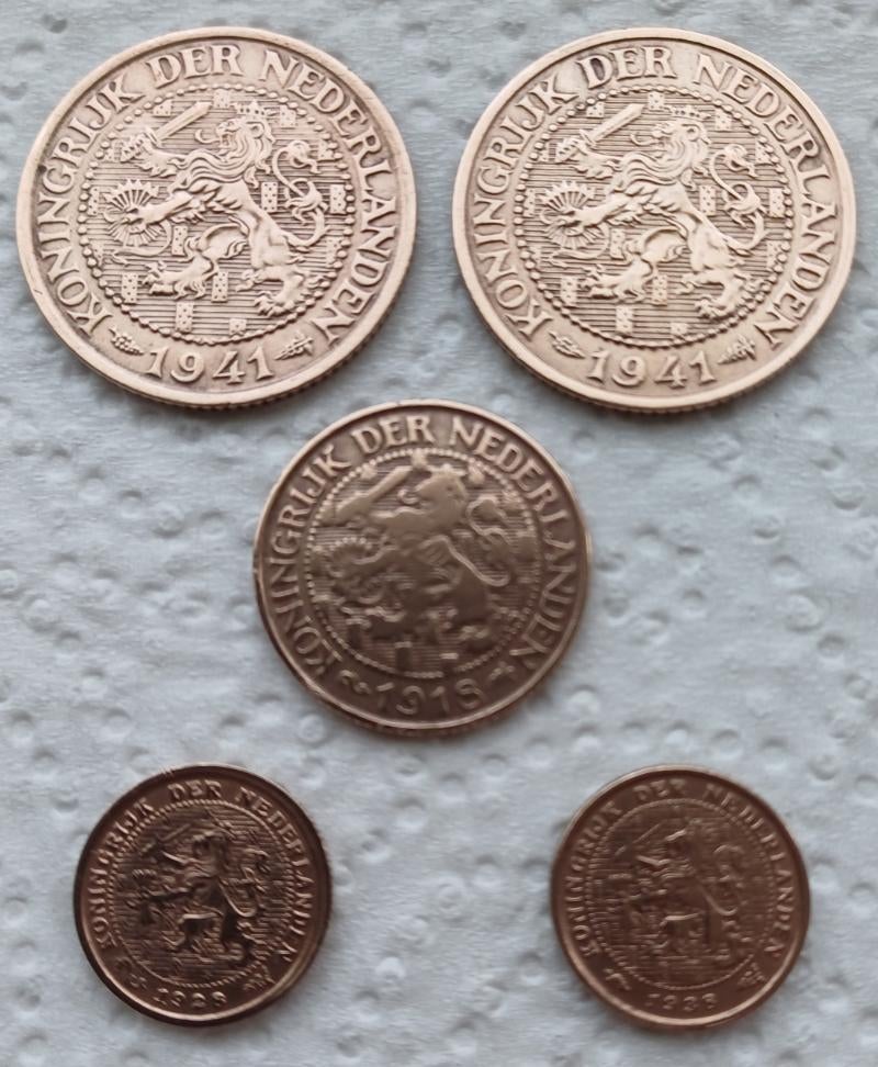2 x Twee halve cent 1941,2 x halve cent 1928, Postzegels en Munten, Ophalen of Verzenden, Nederland, Munten