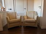 Twee zacht gele fauteuiltjes, Ophalen, Passen in elk interieur, Minder dan 75 cm, Zo goed als nieuw