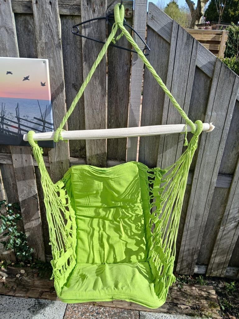 Mooie groene Bijenkorf hangmatstoel / hangstoel / hangmat me, Tuin en Terras, Ophalen, Eenpersoons, Binnen, Opvouwbaar