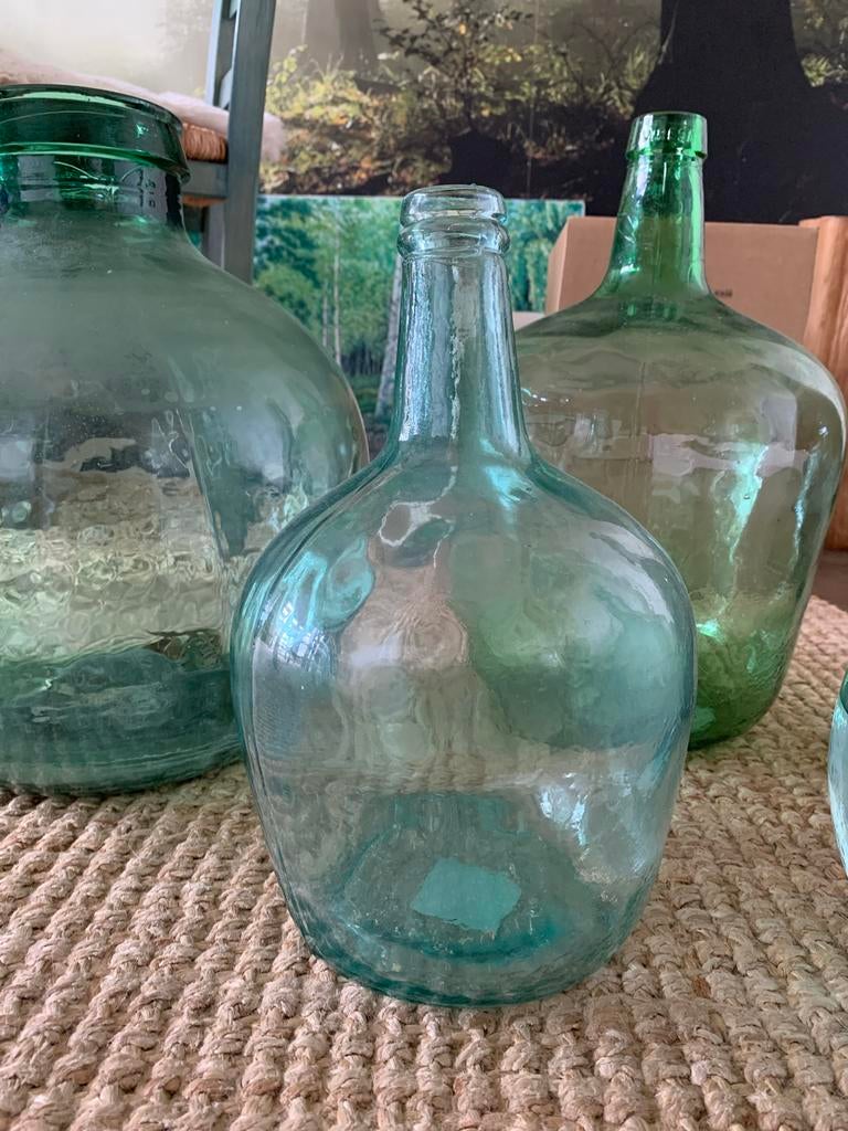 Grote mooie oude glazen gist flessen, set van 5 VIRESA, Antiek en Kunst, Ophalen