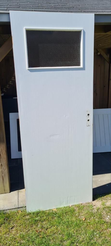 Witte binnendeur met glas  wc deur, Doe-het-zelf en Verbouw, Deuren en Horren, Ophalen, Minder dan 80 cm, Binnendeur, Minder dan 200 cm