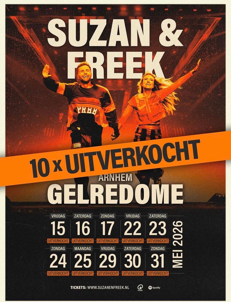 2 platina tickets Suzan en Freek 23 mei, Tickets en Kaartjes, Twee personen