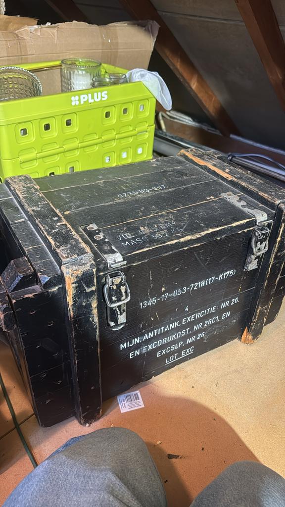 Vintage Munitiekist - Leger Groen Houten Kist, Ophalen of Verzenden, Landmacht, Overige gebieden, Kist of Geocache