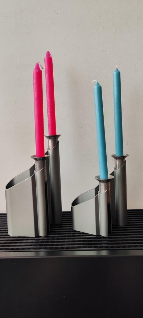 Georg Jensen 2x Danish Design kandelaar Labyrinth, Overige materialen, Gebruikt, Overige kleuren, Ophalen of Verzenden