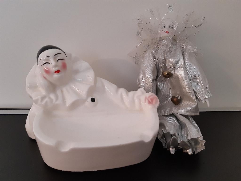 Asbak en popje pierrot NIEUW, Ophalen of Verzenden, Nieuw, Asbak