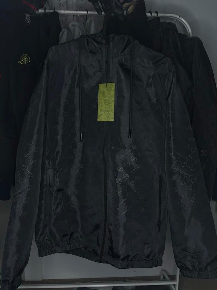 Gucci Windbreaker Maat L - Nieuw met labels, Kleding | Heren, Jassen | Zomer, Nieuw, Maat 52/54 (L), Zwart, Verzenden