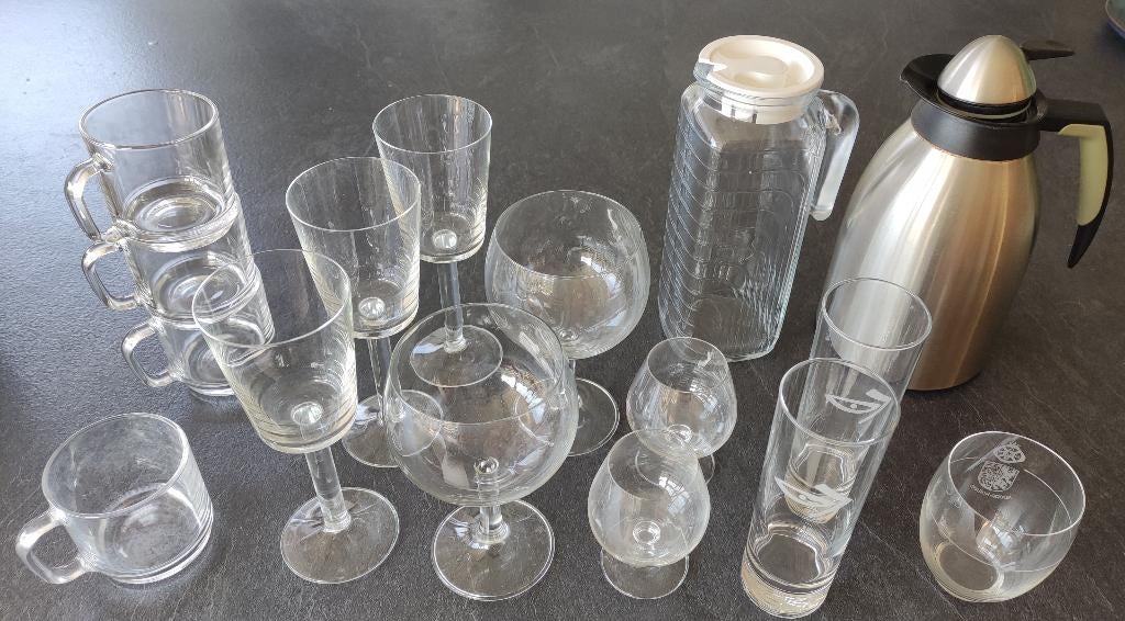 glazen thermoskan waterkan schalen, etc. t.e.a.b., Ophalen, Zo goed als nieuw, Overige typen