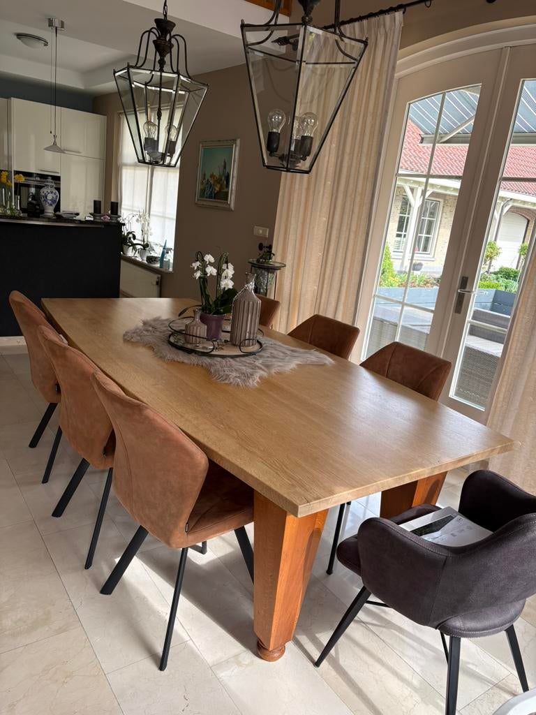 Eiken houten eettafel deens ovaal, Ophalen, Gebruikt, 100 tot 150 cm, Eikenhout