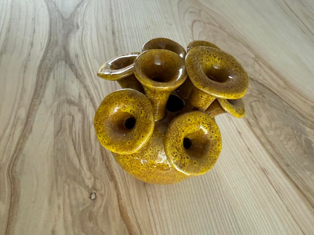 vaas met meerdere openingen, geelbruin, Antiek en Kunst, Antiek | Vazen, Ophalen of Verzenden