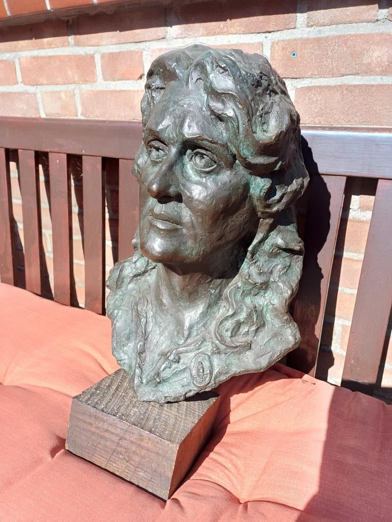Bronze borstbeeld, Antiek en Kunst, Kunst | Beelden en Houtsnijwerken, Ophalen of Verzenden