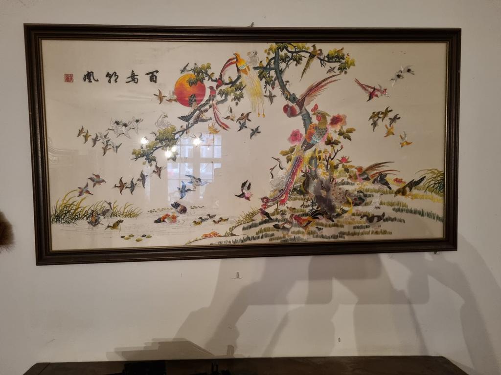 Chinees borduurwerk 100 vogels schilderij, Antiek en Kunst, Ophalen