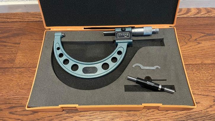Mitutoyo 193-105 buitenmicrometer-/schroefmaat 100-125mm, Doe-het-zelf en Verbouw, Meetapparatuur, Zo goed als nieuw, Afstand