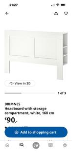 Brimnes hoofdbord met opbergruimte, wit, 160 cm, Ophalen, Gebruikt, Wit, Tweepersoons