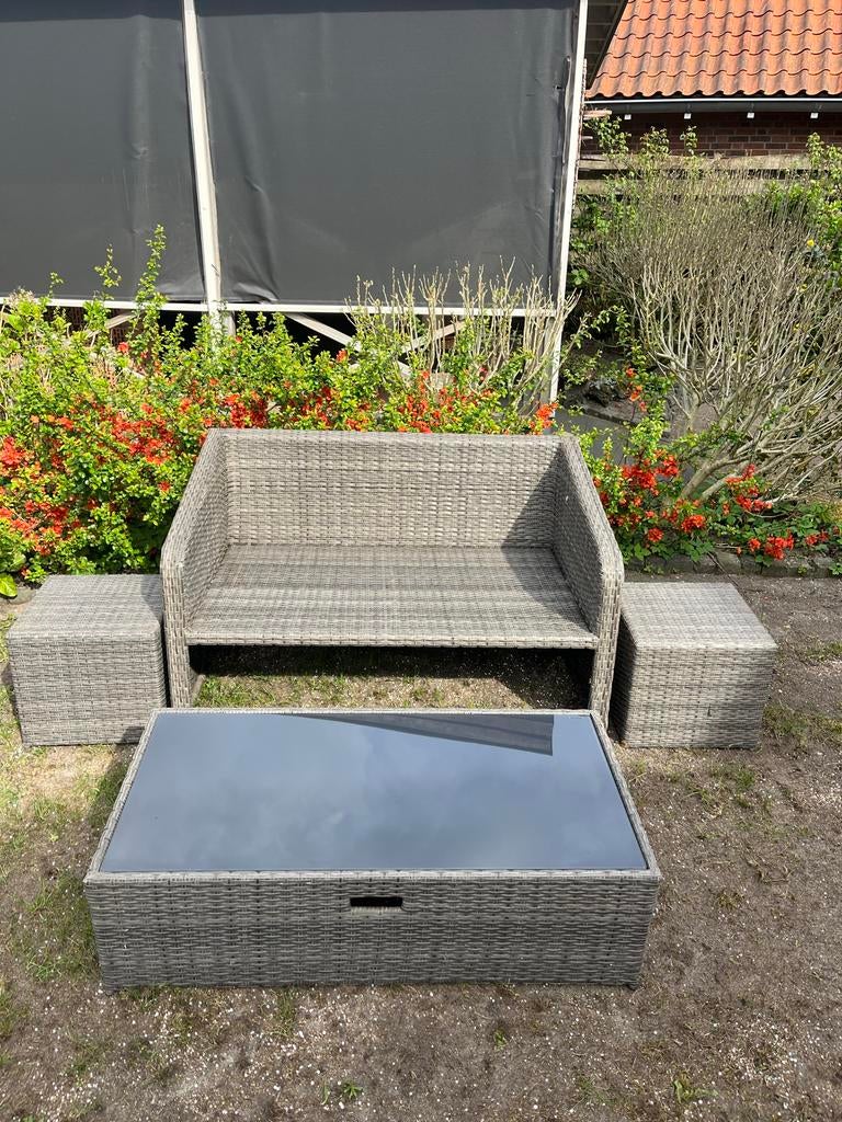 Compact: bank met inschuifbare tafel, Tuin en Terras, 2 zitplaatsen, Gebruikt, Ophalen of Verzenden, Loungeset