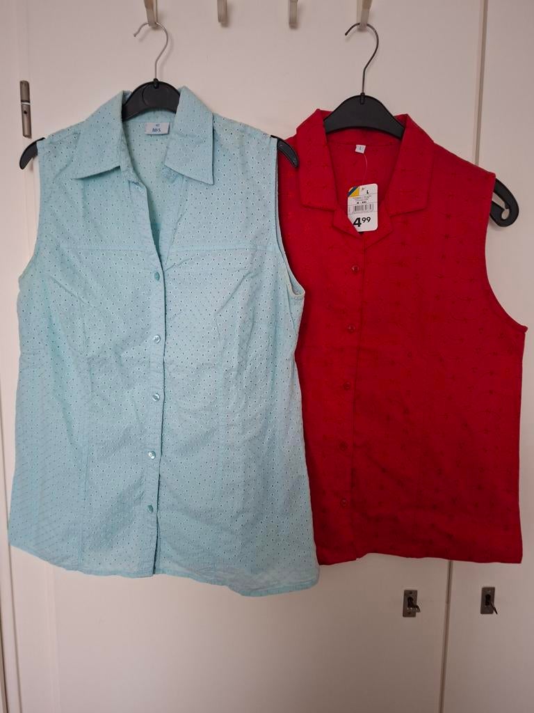 Dames broderie blouses zonder mouw 42- L rode = nieuw., Kleding | Dames, Blouses en Tunieken, Zeeman, Maat 42/44 (L), Nieuw, Ophalen of Verzenden
