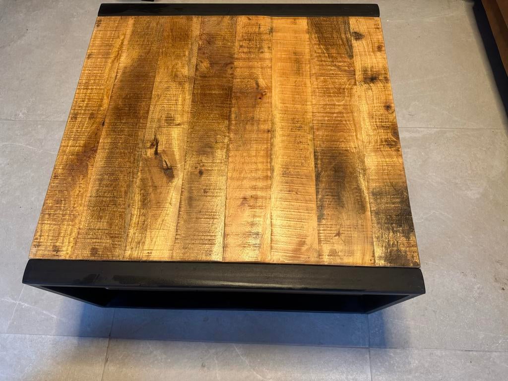 Mango houten eettafel met bankje en stoelen, Ophalen, Gebruikt, 50 tot 100 cm, Rechthoekig