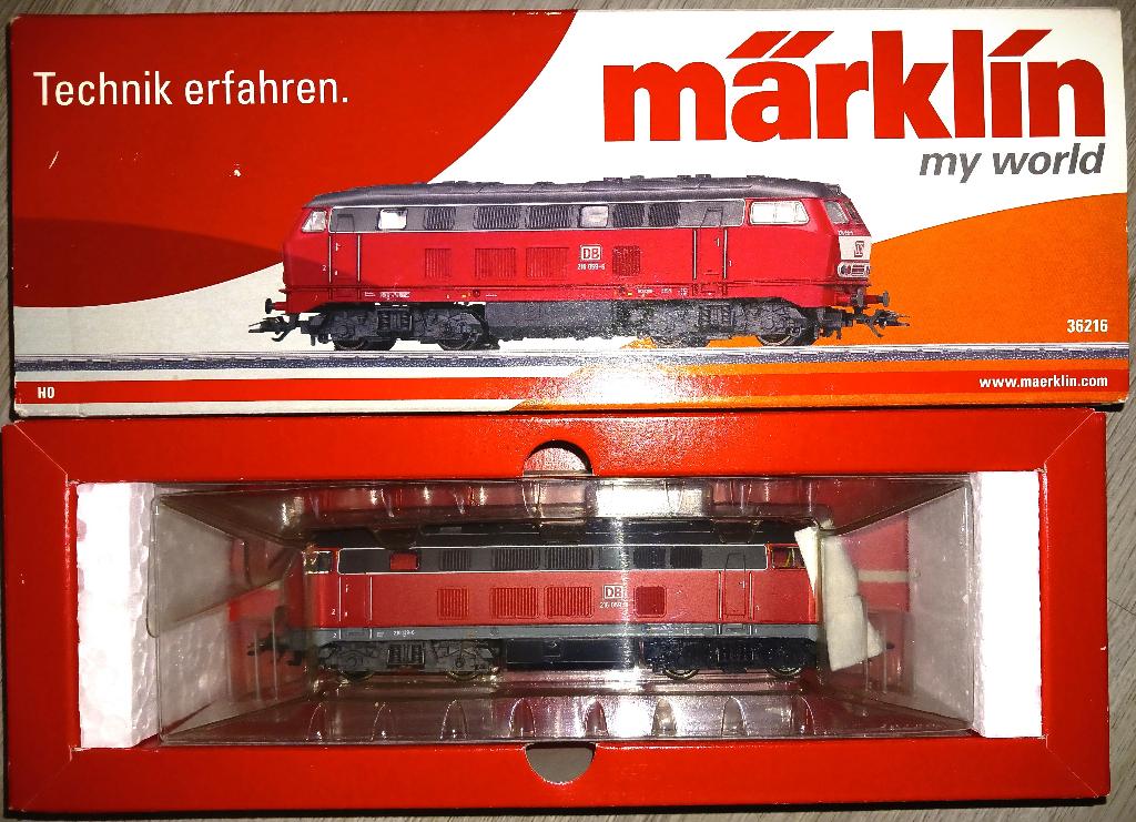 Marklin 36216 Diesel DB 216 059-6 digitaal zgan, Wisselstroom, Locomotief, Ophalen of Verzenden, Zo goed als nieuw