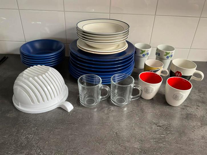 Borden, mokken, bekers, kommen, slasnijderskom, Huis en Inrichting, Keuken | Servies, Zo goed als nieuw, Bord(en), Overige stijlen