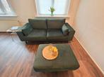 Zeer goed: Torino Velours groen 2-zits Bank & Hocker, Ophalen, Zo goed als nieuw