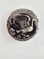 Oude munt zilver met vogel erop romeinse of byzantine coin., Ophalen of Verzenden