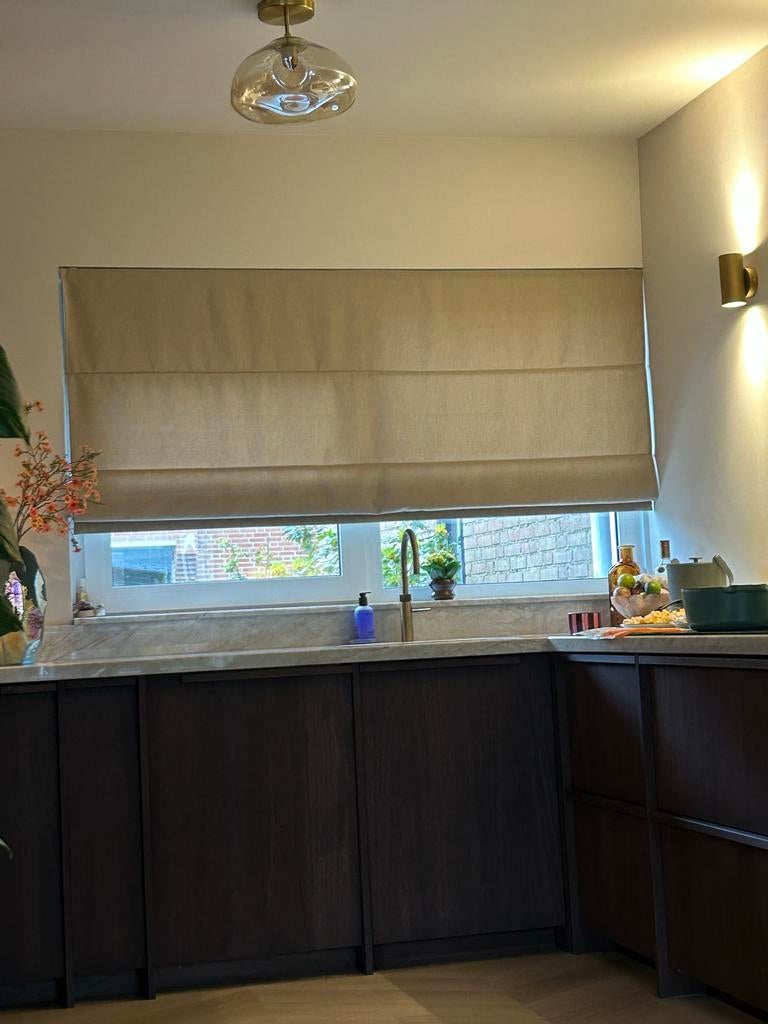 Nieuw Vouwgordijn 200x112cm - Beige/Crème, Huis en Inrichting, Stoffering | Gordijnen en Lamellen, Ophalen, 150 tot 200 cm, Nieuw