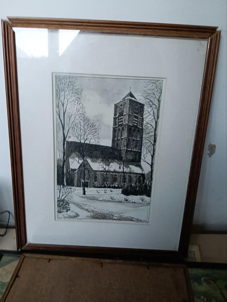 Ets van de Sint Maartenskerk in Tiel, Antiek en Kunst, Ophalen of Verzenden