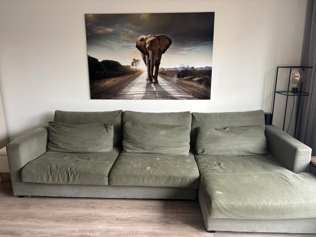 Lounge bank kleur groen, Huis en Inrichting, Ophalen, Gebruikt