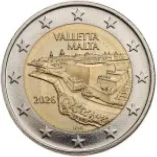 SPECIALE 2 EURO MALTA 2026 VALLETTA BIJ JOHN, Postzegels en Munten, Munten | Europa | Euromunten, Verzenden, Malta, 2 euro, Losse munt