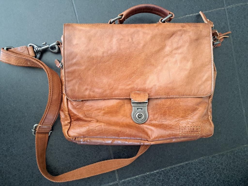 Laptoptas / aktetas leer Spikes & Sparrow bruin, Overige merken, Gebruikt, Bruin, Ophalen of Verzenden