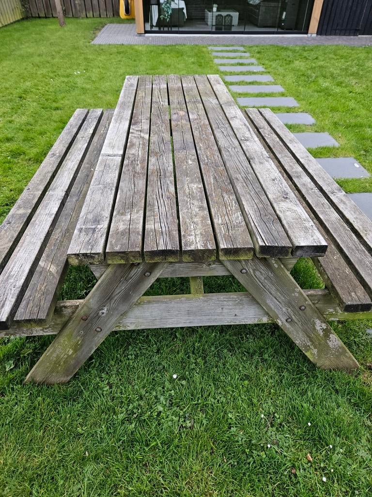 Picknicktafel, Ophalen, Gebruikt, Rechthoekig, Hout