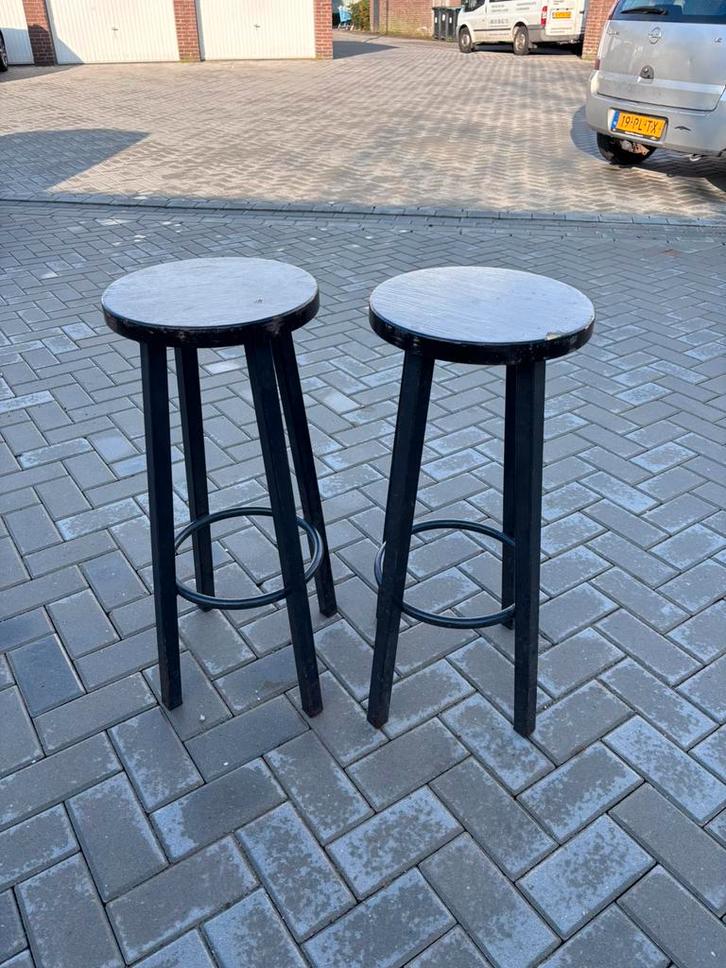 Grote partij barkrukken, Huis en Inrichting, Barkrukken, Gebruikt, 60 tot 90 cm, Hout, Metaal, 5 krukken of meer, Met voetsteun