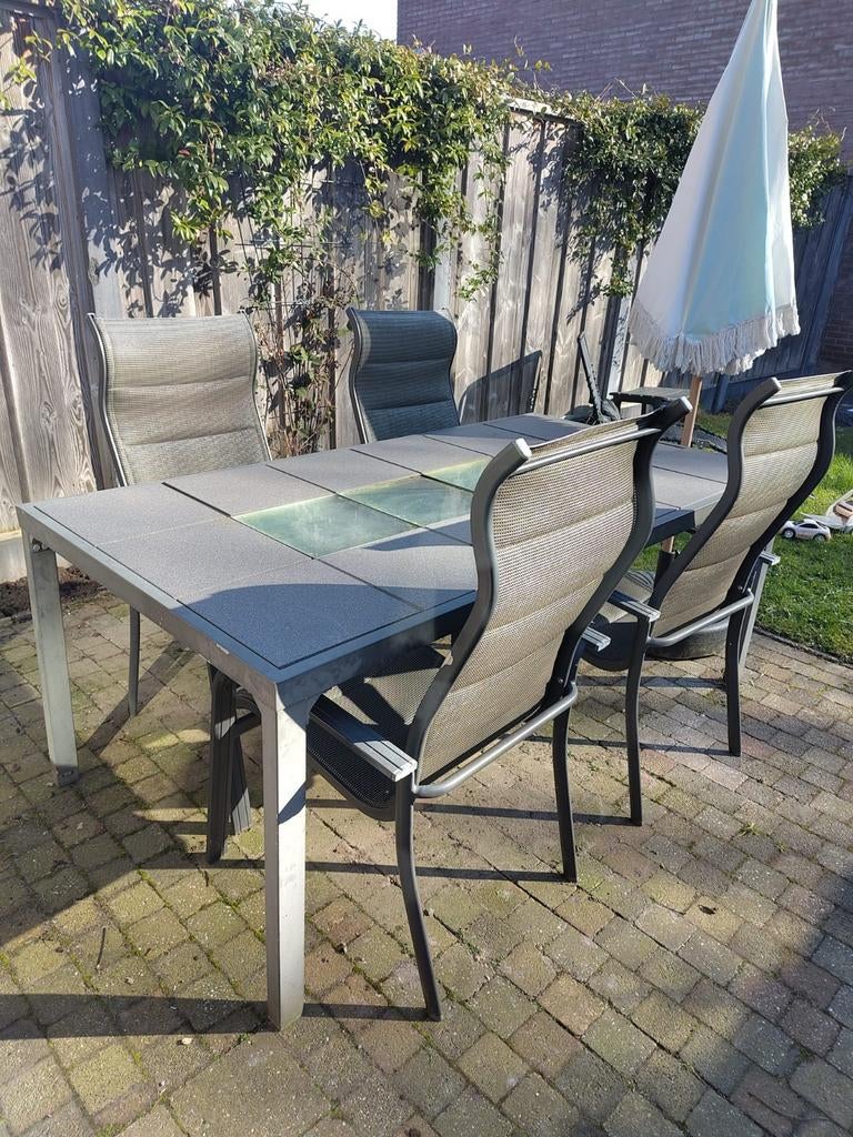 Tuinset met 6 stoelen en tafel, Ophalen, Gebruikt, Eettafel, 6 zitplaatsen