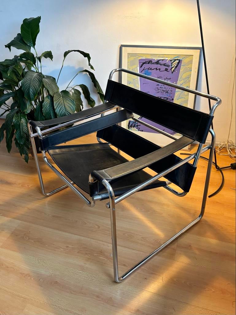 Replica Wassily Chair - Bauhaus design, Ophalen, Gebruikt, Leer, 75 tot 100 cm