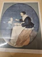 schilderij prent moeder die kind pap voert, Huis en Inrichting, Ophalen of Verzenden